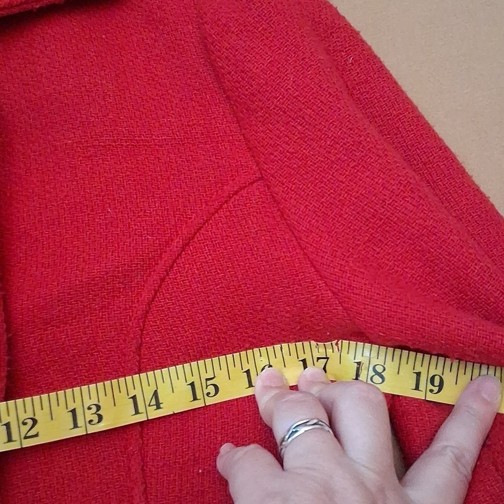 Anthropologie Tulle Stylish Red Peacoat Size Medium - Picture 6 of 6